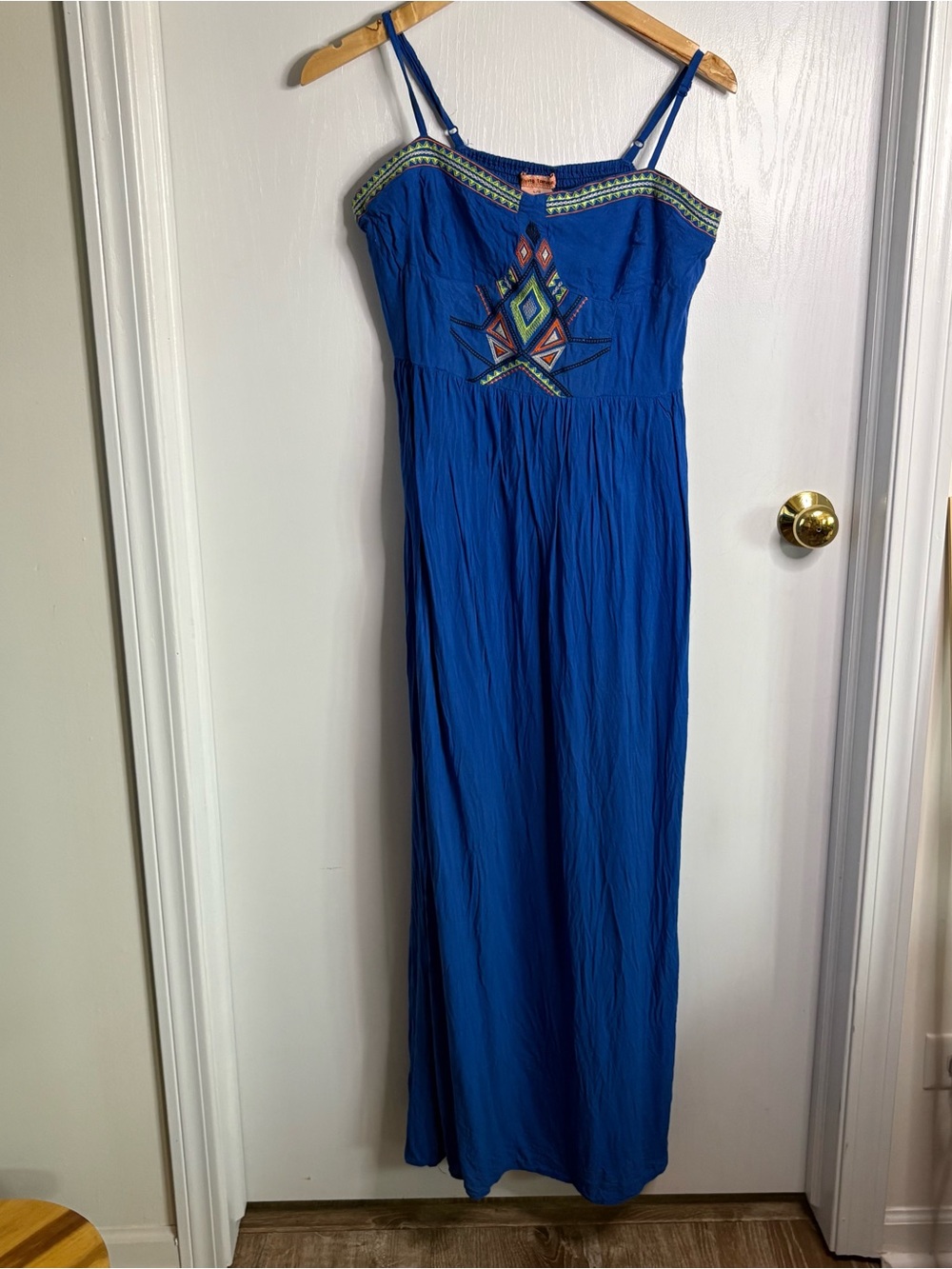 Flying Tomato Embroidered Trim Maxi Sundress Crinkle Coquette Boho Cottagecore